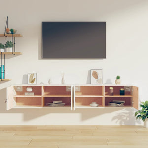 Weiße Kiefer Massivholz Wandschränke 80x30x30cm, 2er-Set