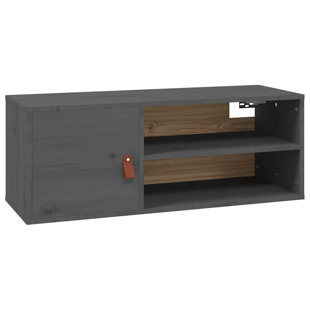 Grauer Wandschrank Kiefer Massivholz 80x30x30cm