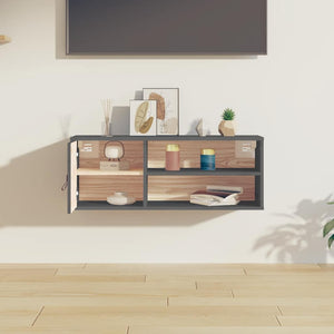 Grauer Wandschrank Kiefer Massivholz 80x30x30cm