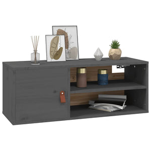 Grauer Wandschrank Kiefer Massivholz 80x30x30cm