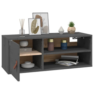 Grauer Wandschrank Kiefer Massivholz 80x30x30cm