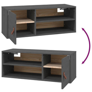 Grauer Wandschrank Kiefer Massivholz 80x30x30cm