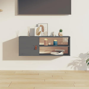 Grauer Wandschrank Kiefer Massivholz 80x30x30cm