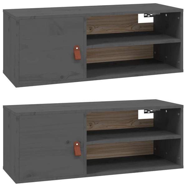 Graue Wandschränke 80x30x30cm, 2er Set