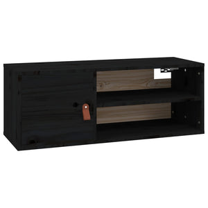 Schwarzer Wandschrank 80x30x30 cm Kiefer Massivholz