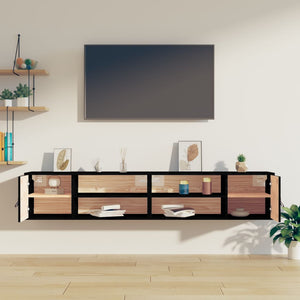 Schwarze Wandschränke, 80cm, 2er Set