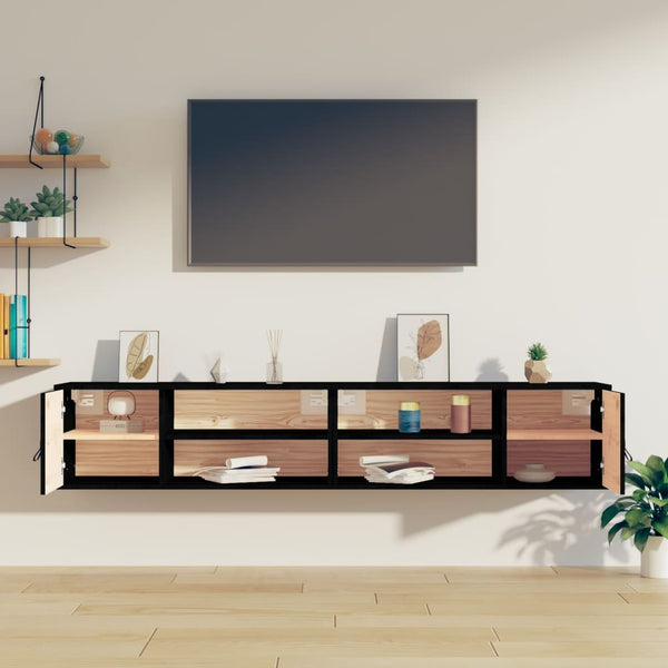 Schwarze Wandschränke, 80cm, 2er Set
