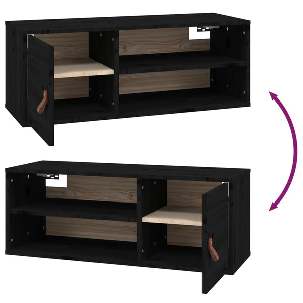 Schwarze Wandschränke, 80cm, 2er Set