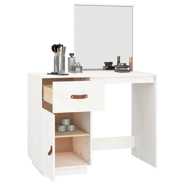 Weißer Schminktisch Kiefer Massivholz 95cm
