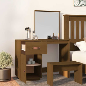vidaXL Coiffeuse marron miel 95x50x134 cm bois de pin massif