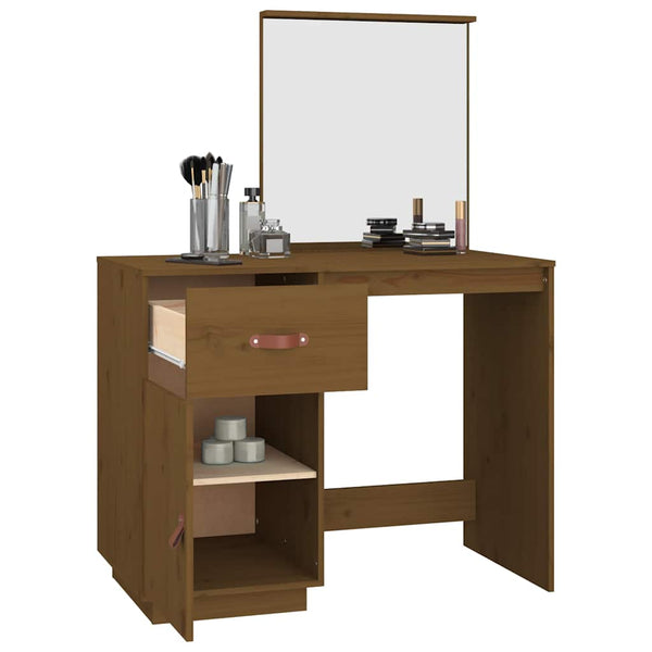vidaXL Coiffeuse marron miel 95x50x134 cm bois de pin massif