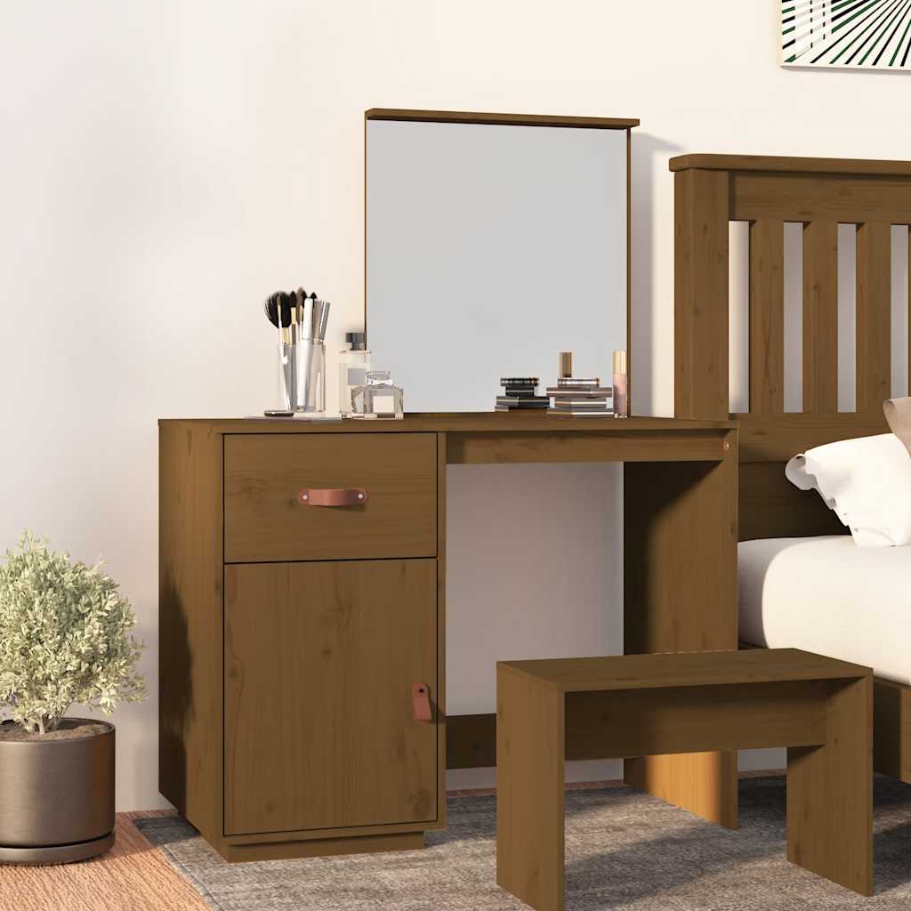 vidaXL Coiffeuse marron miel 95x50x134 cm bois de pin massif