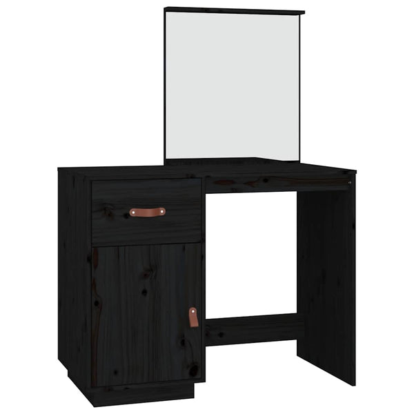 Schwarzer Schminktisch Kiefer Massivholz 95cm