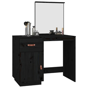 Schwarzer Schminktisch Kiefer Massivholz 95cm