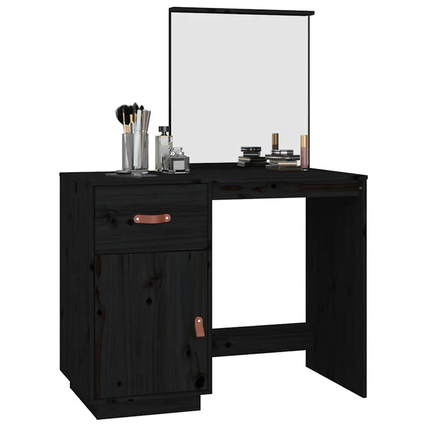 Schwarzer Schminktisch Kiefer Massivholz 95cm