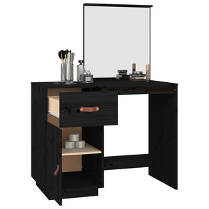 Schwarzer Schminktisch Kiefer Massivholz 95cm
