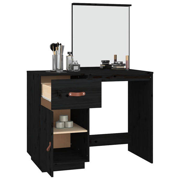 Schwarzer Schminktisch Kiefer Massivholz 95cm