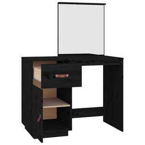Schwarzer Schminktisch Kiefer Massivholz 95cm