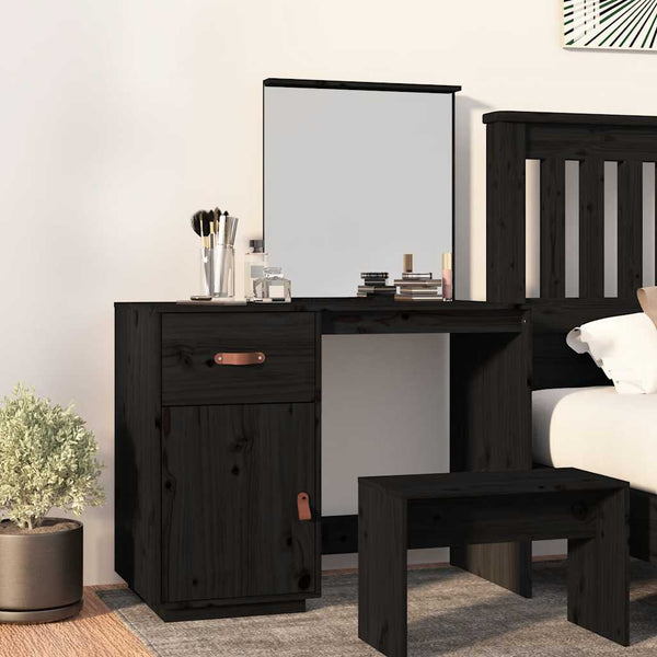 Schwarzer Schminktisch Kiefer Massivholz 95cm