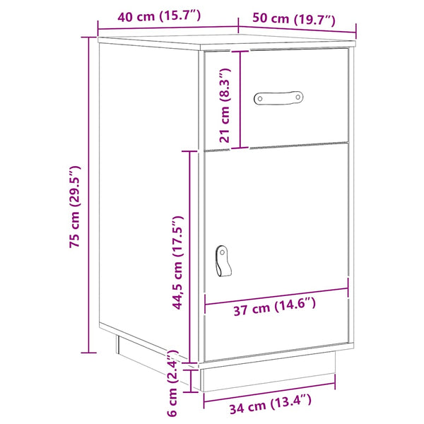 Massivholz Kiefer Schreibtischschrank 40x50x75 cm