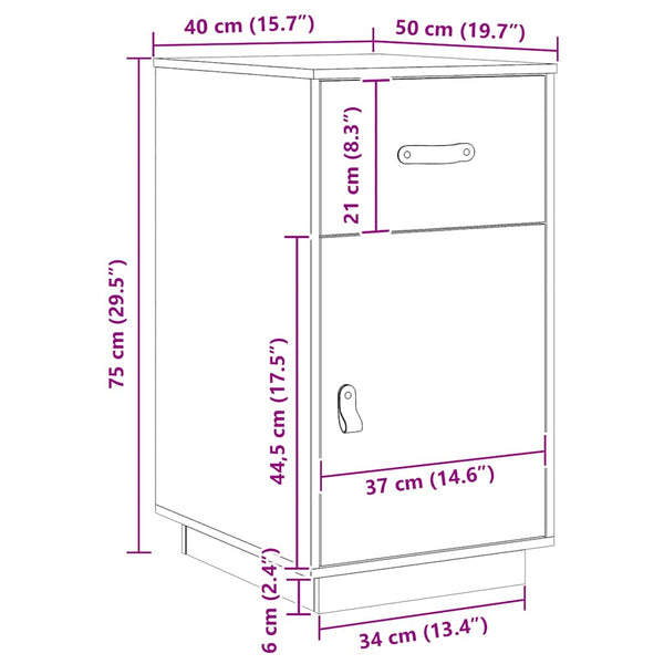 Schreibtisch Schrank Weiß Kiefer Massivholz 40x50x75cm