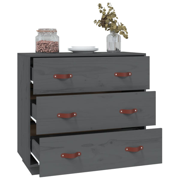 Graues Kiefer Massivholz Sideboard 80cm