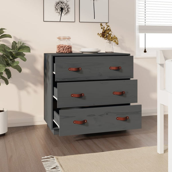 Graues Kiefer Massivholz Sideboard 80cm