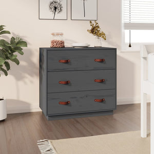 Graues Kiefer Massivholz Sideboard 80cm