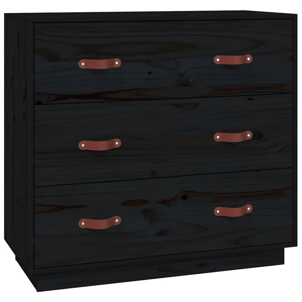 vidaXL Sideboard Black 80x40x75 cm Solid Pine Wood