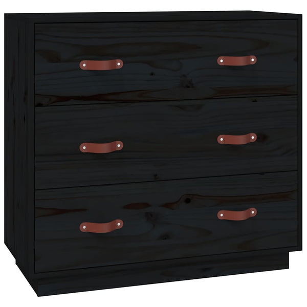 Schwarzes Kiefer Sideboard 80cm