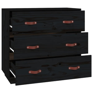 Schwarzes Kiefer Sideboard 80cm