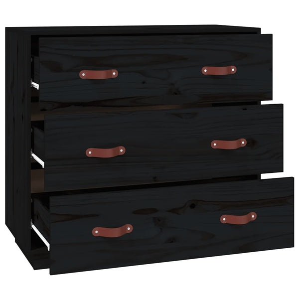 Schwarzes Kiefer Sideboard 80cm