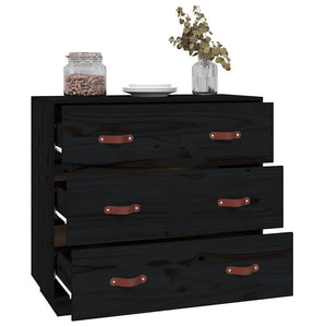 Schwarzes Kiefer Sideboard 80cm