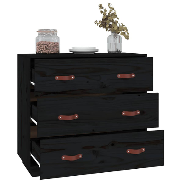 Schwarzes Kiefer Sideboard 80cm