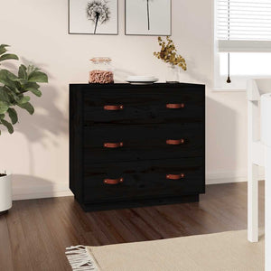 Schwarzes Kiefer Sideboard 80cm