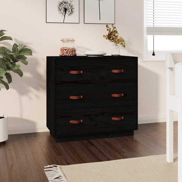 Schwarzes Kiefer Sideboard 80cm