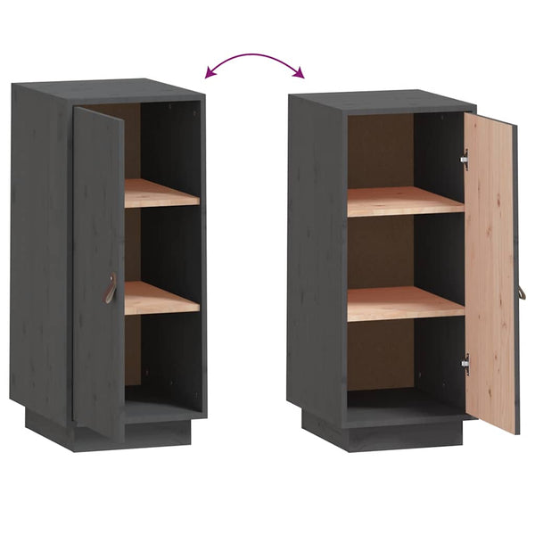 Graues Kiefer Massivholz Sideboard 34x75 cm