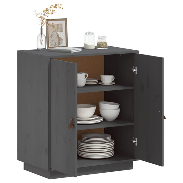 Graues Kiefer Massivholz Sideboard 65,5 cm