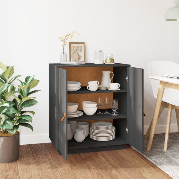 Graues Kiefer Massivholz Sideboard 65,5 cm