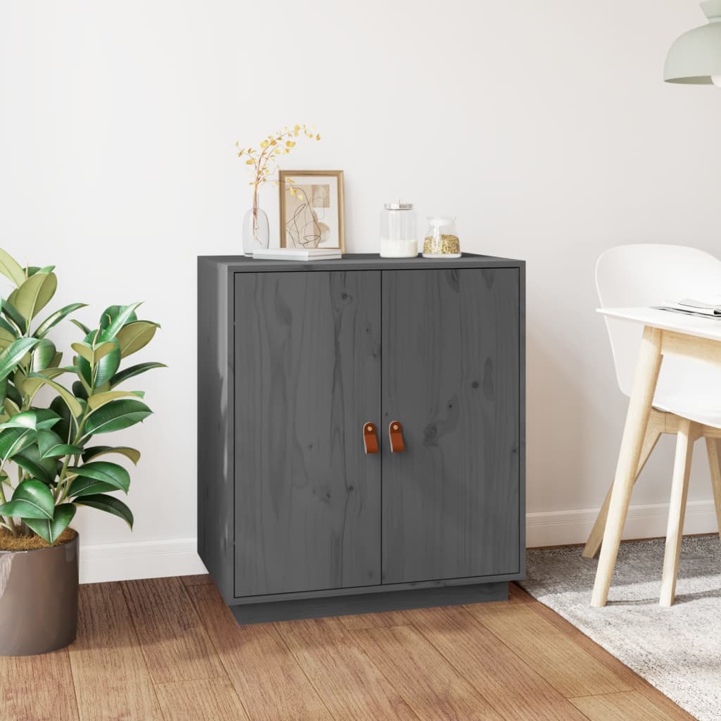 Graues Kiefer Massivholz Sideboard 65,5 cm