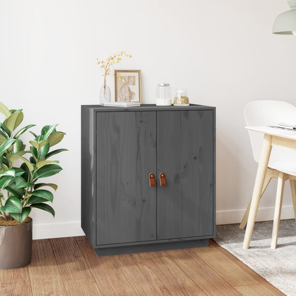 Graues Kiefer Massivholz Sideboard 65,5 cm