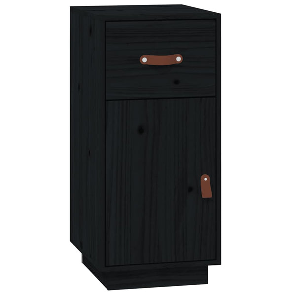Schwarzes Kiefer Massivholz Sideboard 34x75cm