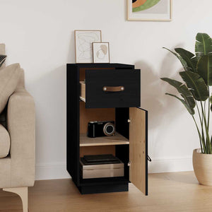 Schwarzes Kiefer Massivholz Sideboard 34x75cm