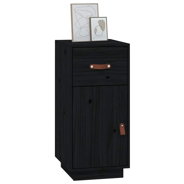 Schwarzes Kiefer Massivholz Sideboard 34x75cm