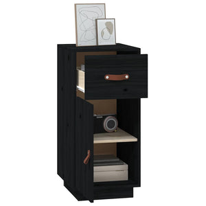 Schwarzes Kiefer Massivholz Sideboard 34x75cm
