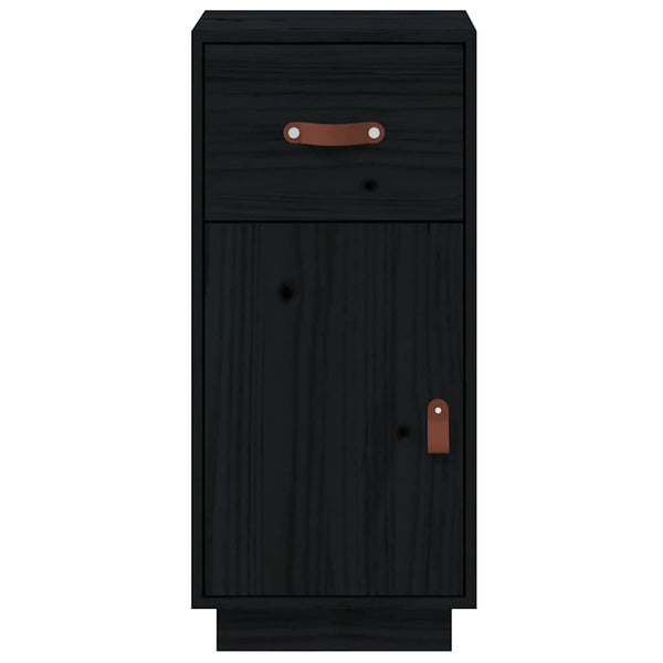 Schwarzes Kiefer Massivholz Sideboard 34x75cm