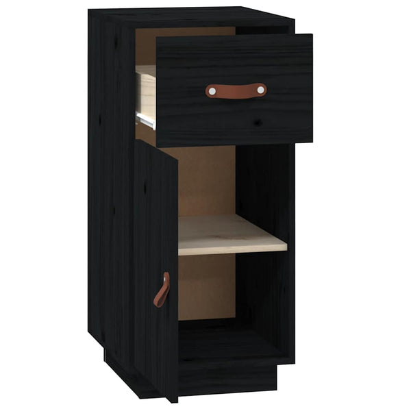 Schwarzes Kiefer Massivholz Sideboard 34x75cm
