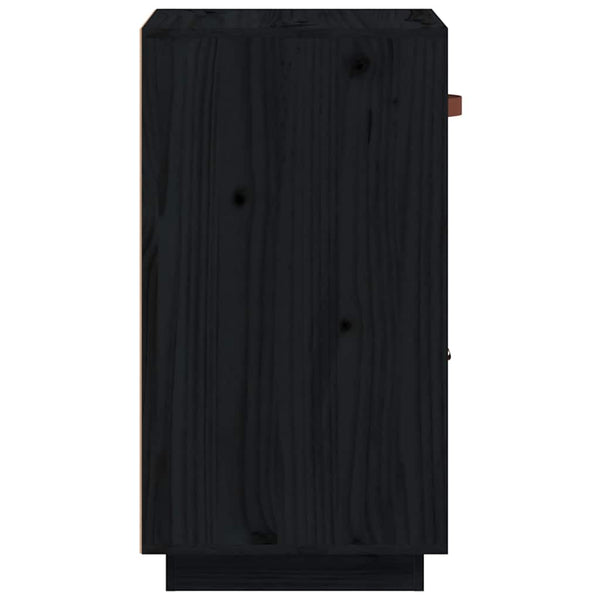 Schwarzes Kiefer Massivholz Sideboard 34x75cm