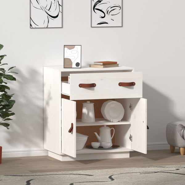 Weißes Kiefer Massivholz Sideboard 65,5 cm