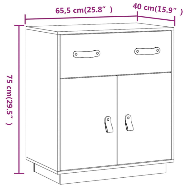 Weißes Kiefer Massivholz Sideboard 65,5 cm